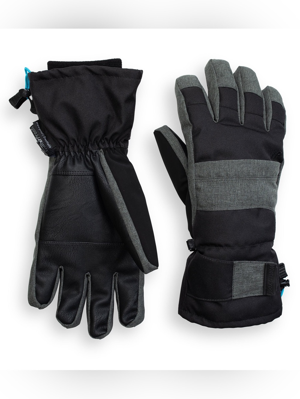 WinterProof Grey Canvas Performance Ski Gloves Men’s XL Waterproof Breathable